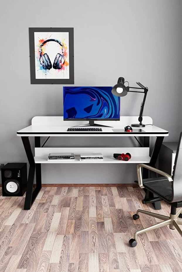 Pulsar Oyuncu Masası Çalışma Ofis Masası Gaming Masa Beyaz